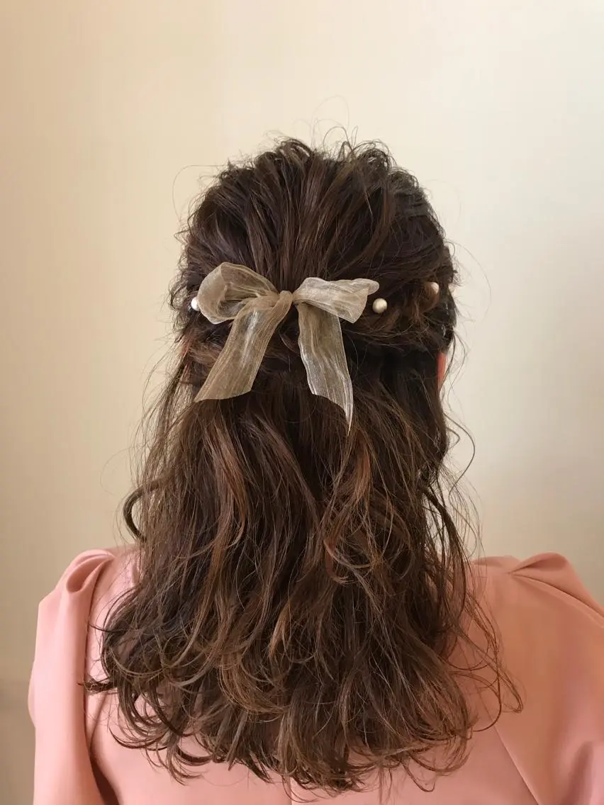 セミロング ヘアアレンジ 結婚式・ブライダル 清水　ちひろ ✄トップスタイリストのヘアスタイル