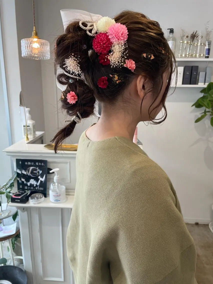 セミロング カラー ヘアアレンジ キッズ ヘアセット ✿ 𝚜𝚊𝚔𝚒 ✿のヘアスタイル