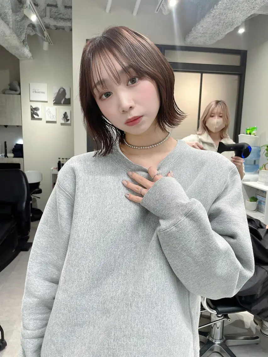 ミディアム カラー カット ヘアカラー トリートメント 髪質改善will hairdesignのヘアスタイル