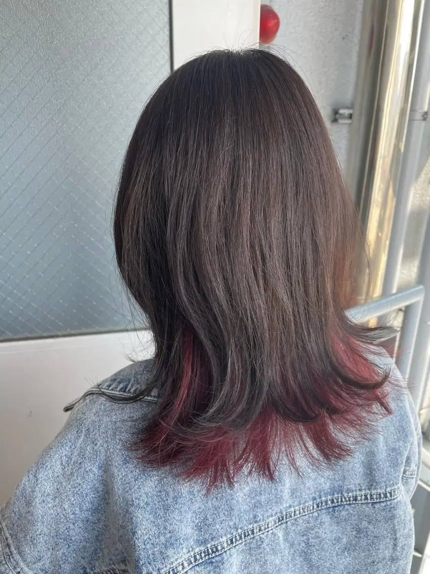 ミディアム カラー ヘアアレンジ ピンクカラー なつき/艶ピンク/ girly hairのヘアスタイル