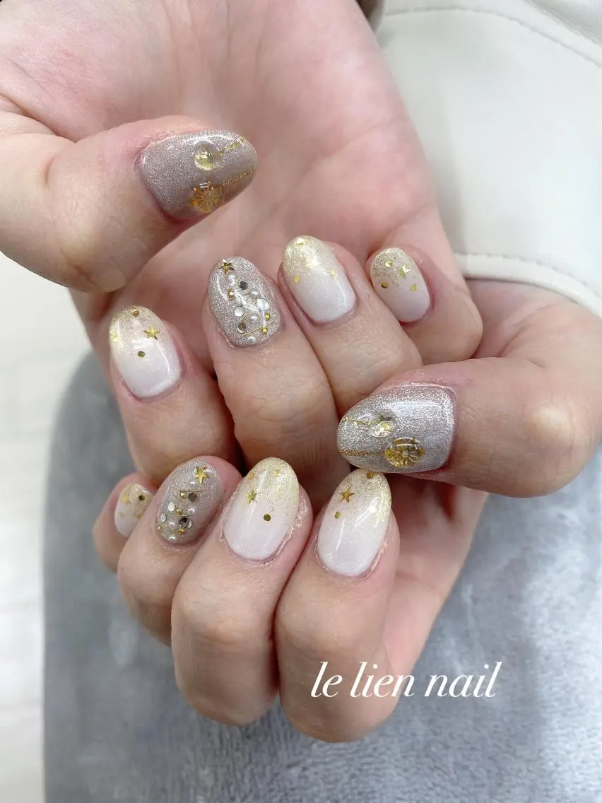 ネイル キラキラネイル 冬ネイル クリスマス le lien nailのネイルデザイン