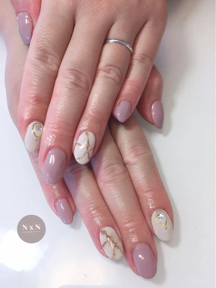 ネイル ジェルネイル 大理石ネイル(マーブル) ぷっくりネイル nail salon N×Nのネイルデザイン