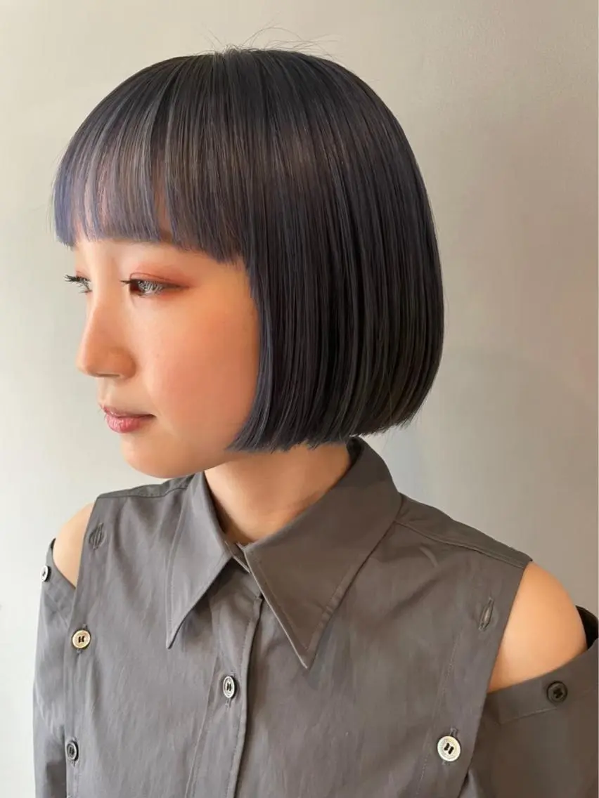 ショート カラー ネイビーカラー 美髪・シールエクステ ホソタニリョウコのヘアスタイル