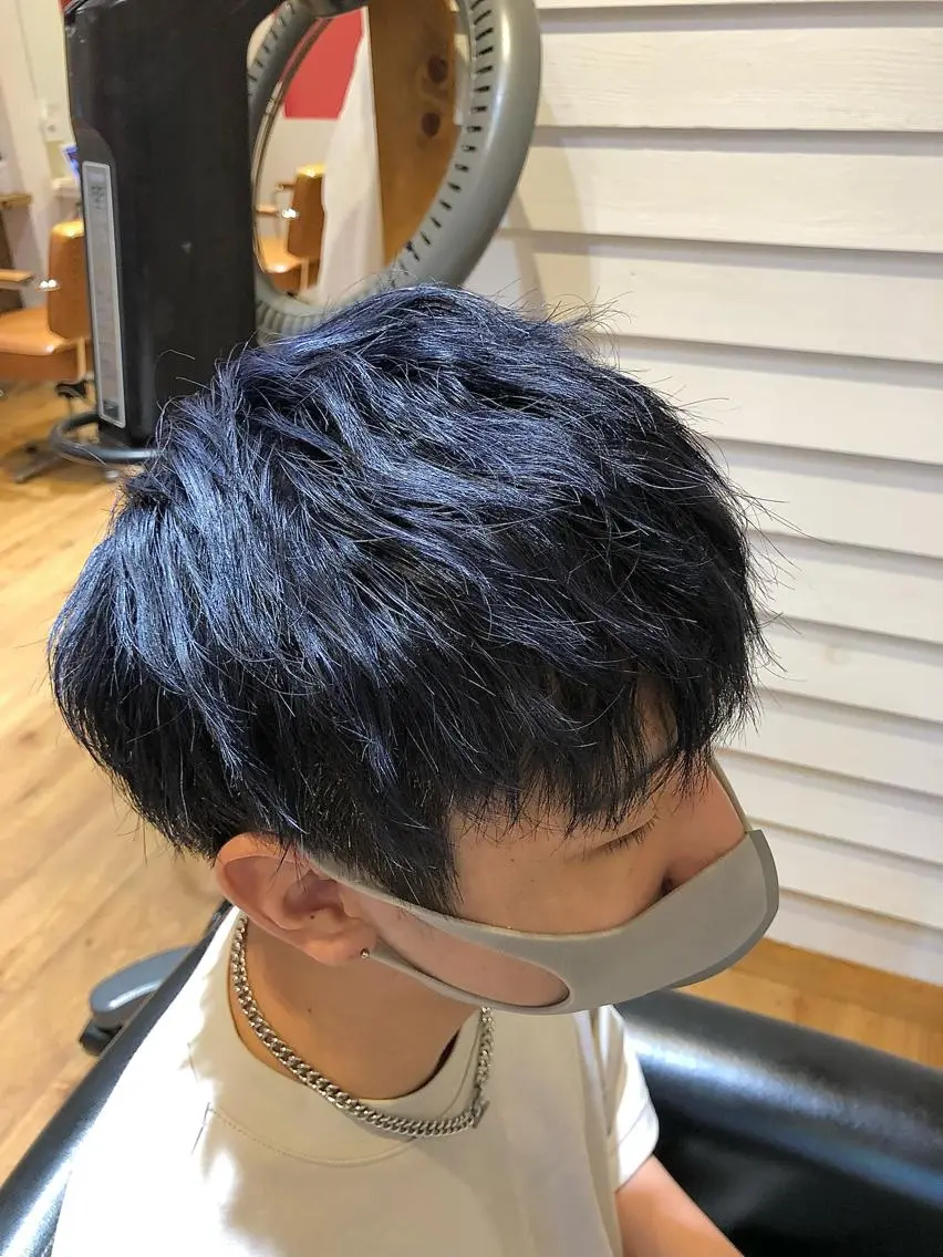 ショート カラー パーマ メンズ カット ヘアカラー トリートメント 【ブリーチ無しW】 【暗髪&暖色系】圭真のヘアスタイル