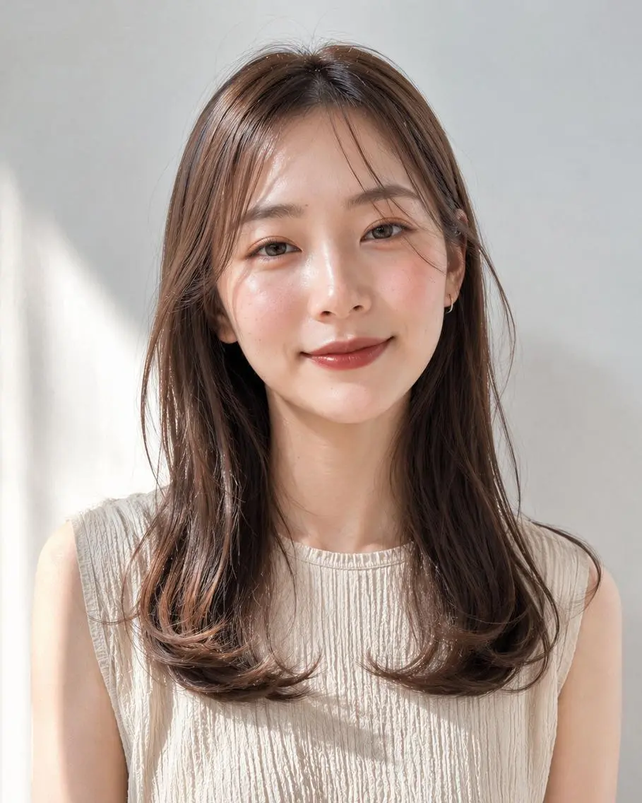 セミロング ブリーチなし透明感 カラー🌷宮部楓奈のヘアスタイル