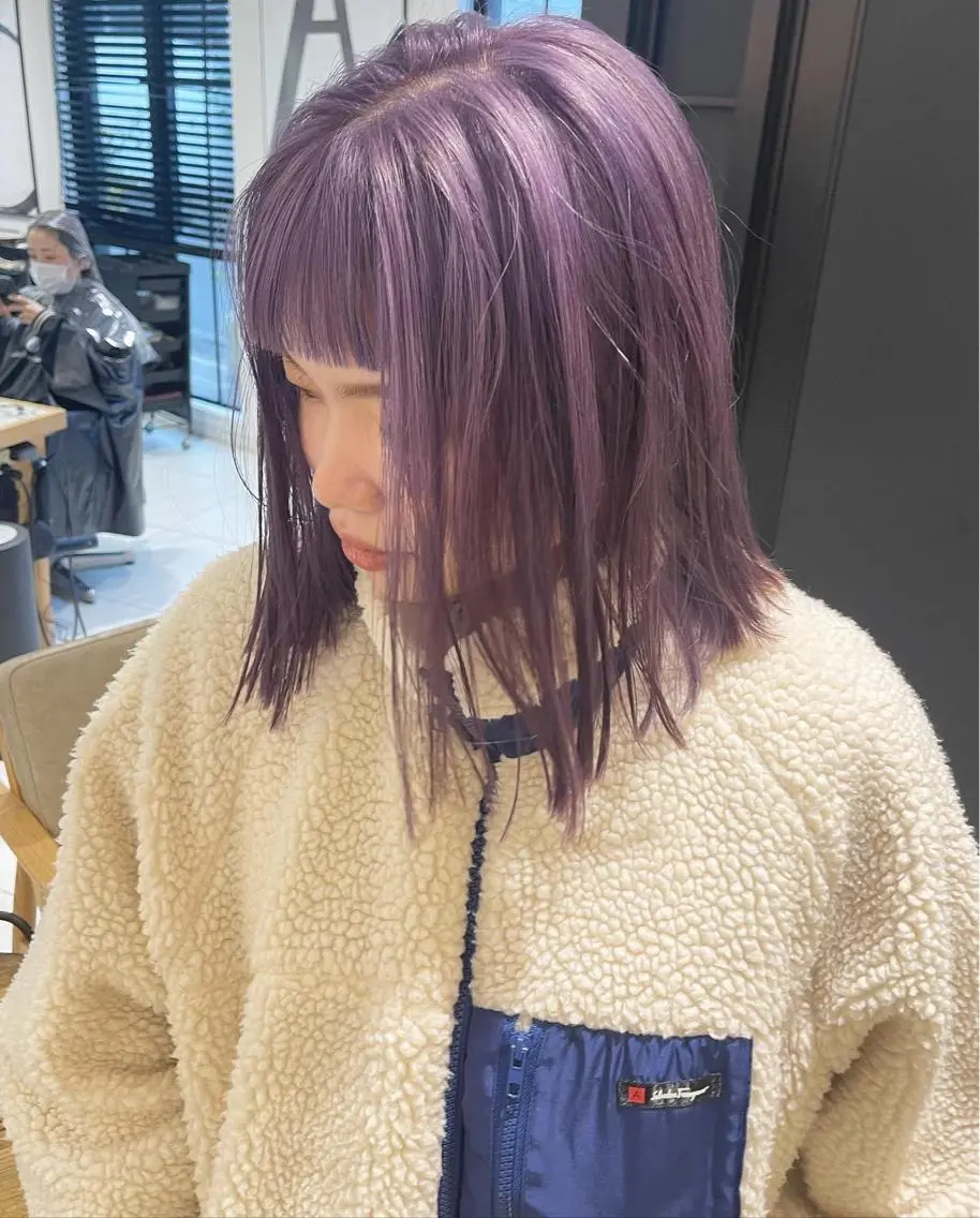 ミディアム カラー ブリーチ ラベンダーカラー 透明感/レイヤー スタイル🤎mamiのヘアスタイル