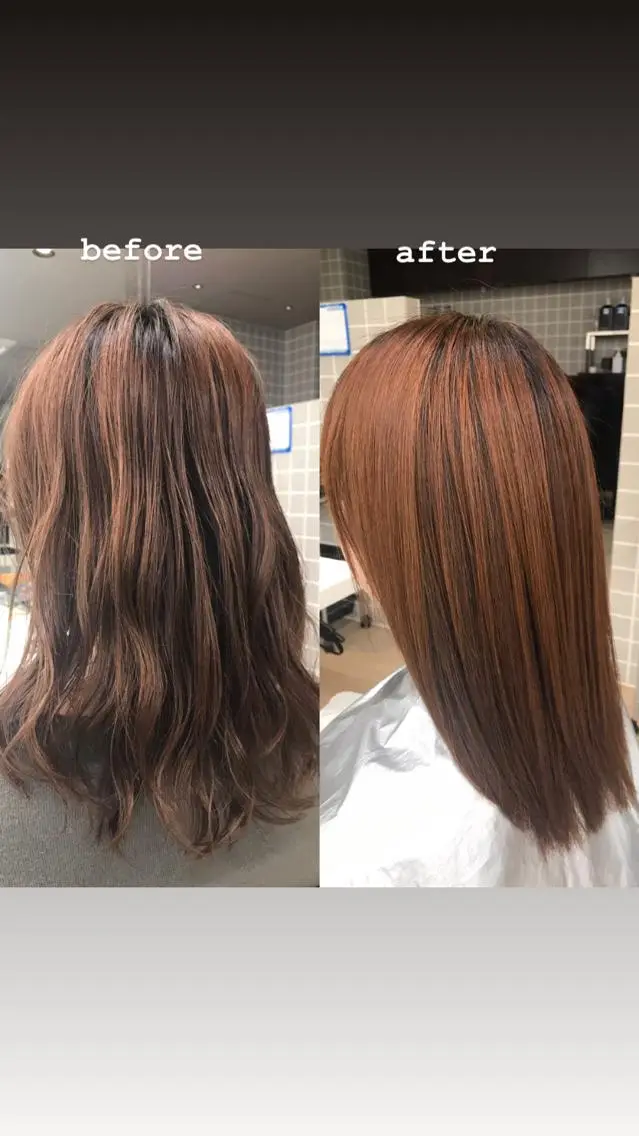 セミロング カラー ヘアアレンジ トリートメント カット パーマ トリートメント ヘアセット 髪質改善縮毛矯正,ブ リーチ縮毛矯正KEIのヘアスタイル
