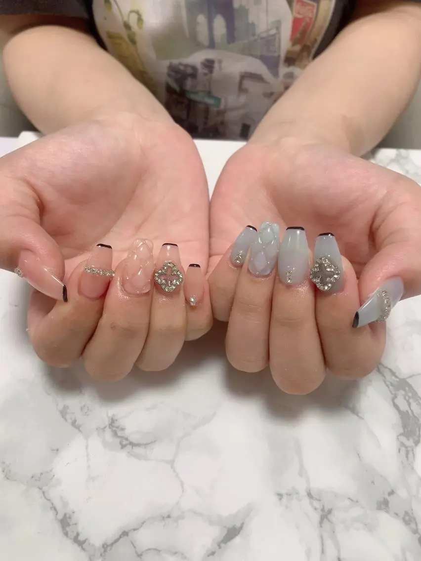 ネイル ハンドネイル はな💎ネイル ワンホン、長さ出しのネイルデザイン