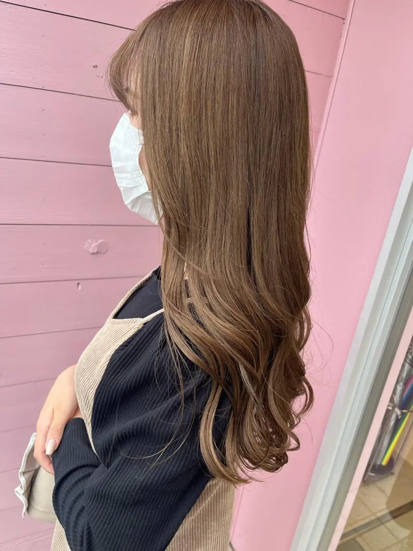 ロング カラー アイブロウ バレイヤージュ ベージュカラー ブリーチ ケアブリーチ 透明感カラー 🔆韓国 norika🔆のヘアスタイル