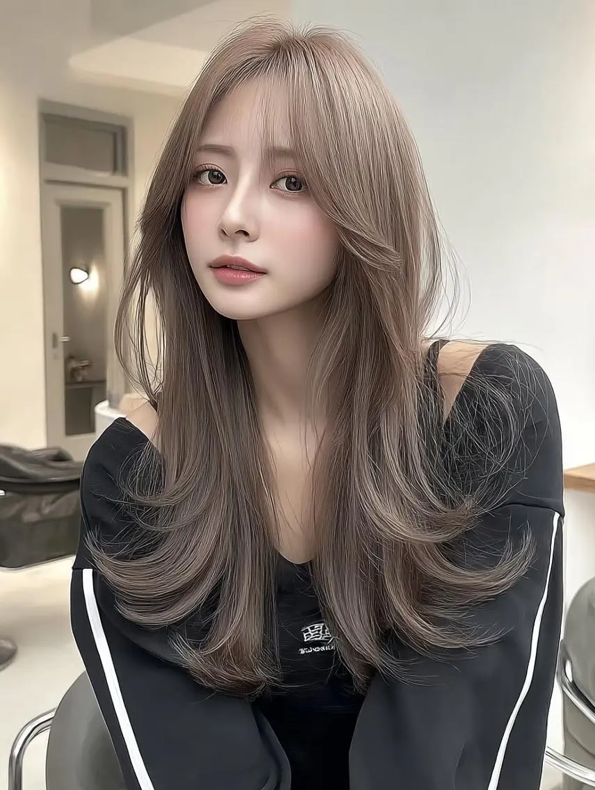 セミロング くびれヘア 顔周りカット 髪質改善 ヨシンモリ 韓国風ヘア カット ヘアカラー sasa ササのヘアスタイル