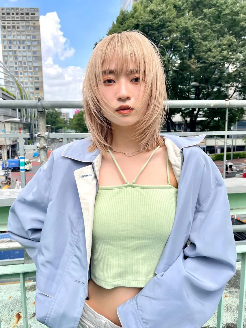ミディアム カラー パーマウルフショート 濱田匠のヘアスタイル
