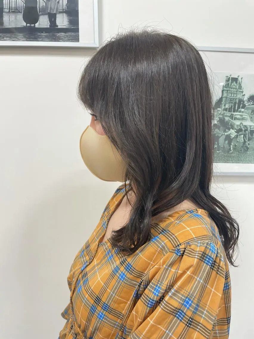 ミディアム カラー ヘアアレンジ 透明感カラー イルミナカラー 顔周りカット ヨシンモリ 韓国風ヘア カット ヘアカラー トリートメント ショート/韓国ヘア Moto✂︎のヘアスタイル