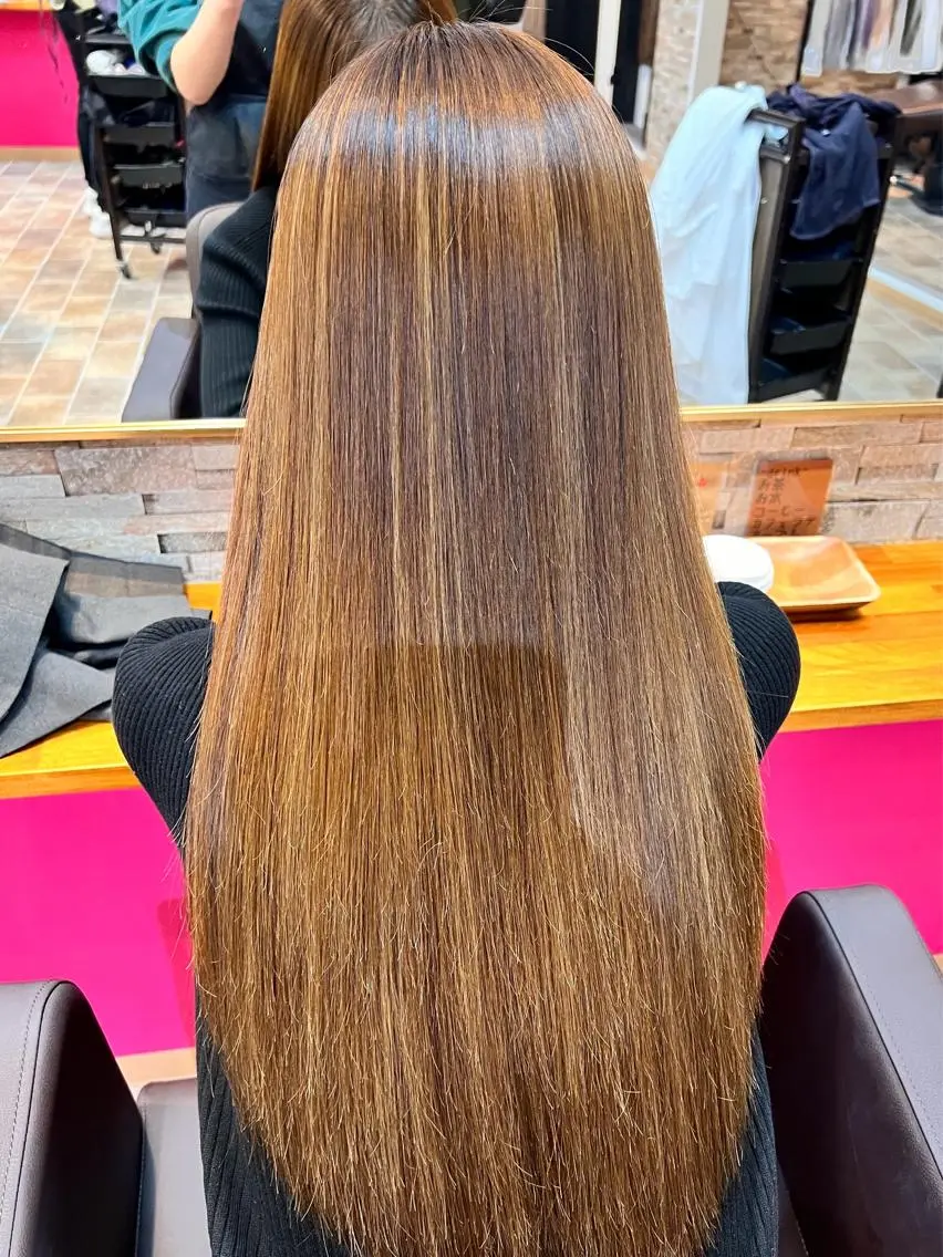 ロング 酸性ストレート ヘアカラー&縮毛矯正 STAR☆RIVERのヘアスタイル