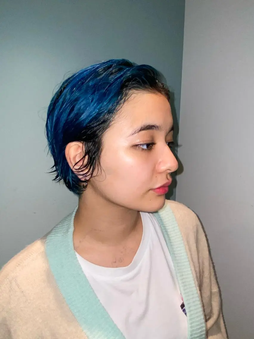 ショート カラー ブリーチ ブルーカラー 原一真/ 外国人ショートヘアのヘアスタイル