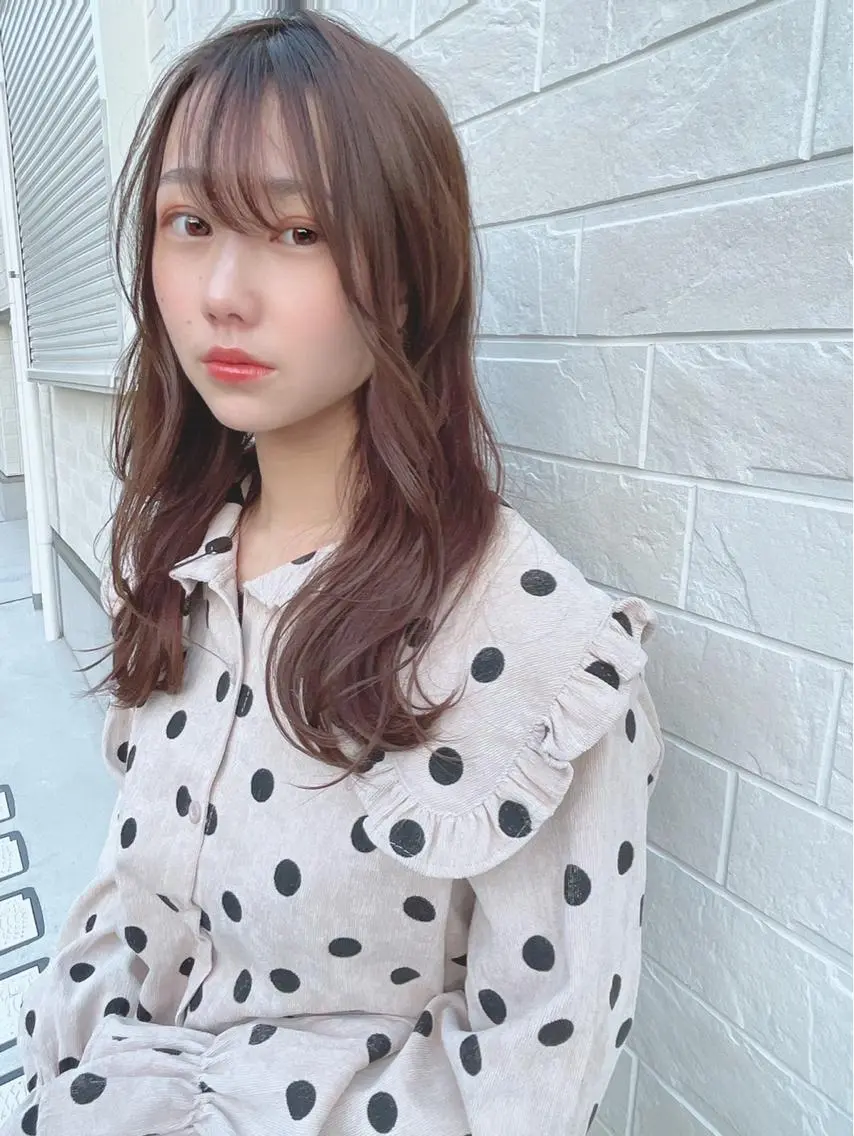 セミロング カラー パーマ ヘアアレンジ 【公式】amble luxe池袋東口🩷のヘアスタイル
