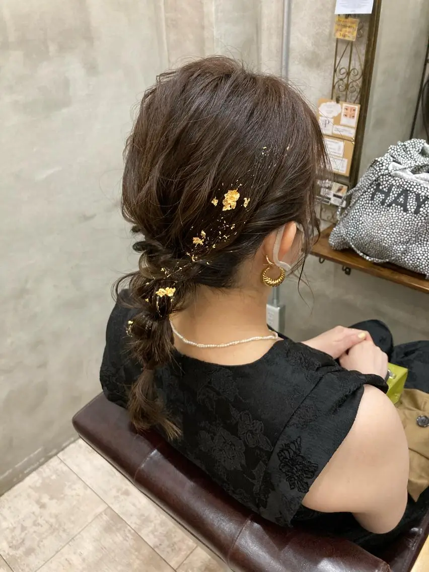 セミロング ヘアアレンジ カット スパのヘアスタイル