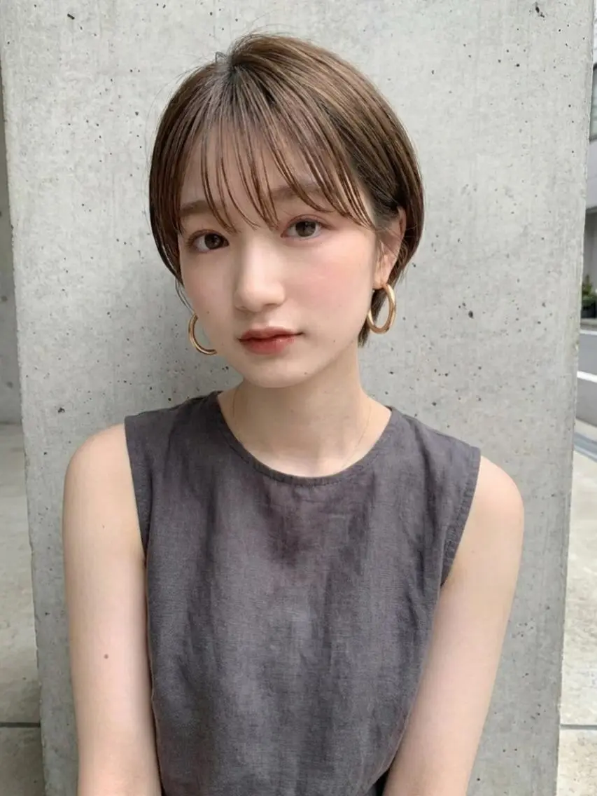 ショート カラー ショートボブ 丸みショート ブラウンカラー 透明感カラー ボブ カット ヘアカラー beauty: beast 熊本店のヘアスタイル