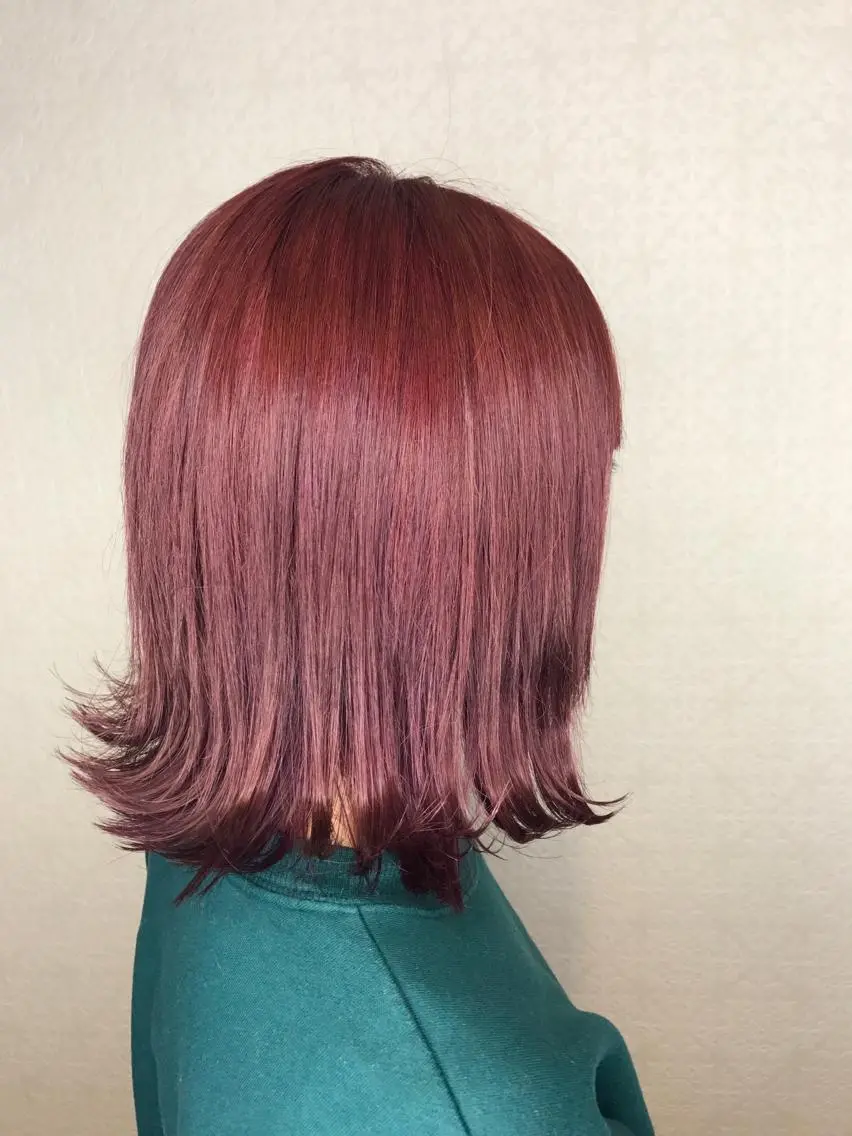 ミディアム カラー ピンクカラー 茂木 結希のヘアスタイル