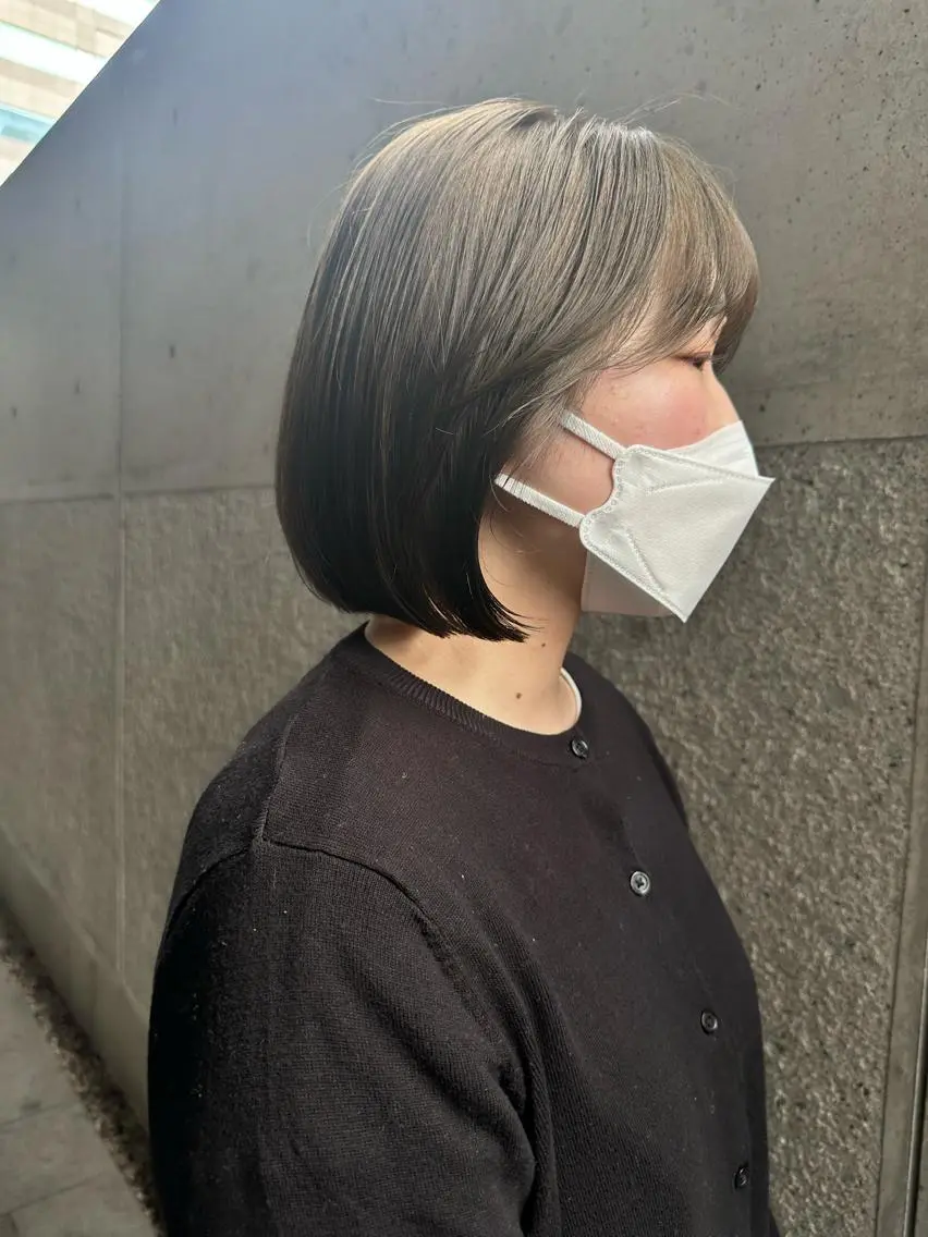 セミロング カラー 切りっぱなしボブ ショートボブ グレージュ オリーブカラー ピンクカラー 🌿レイヤー/ブリー チ/🌿JINのヘアスタイル