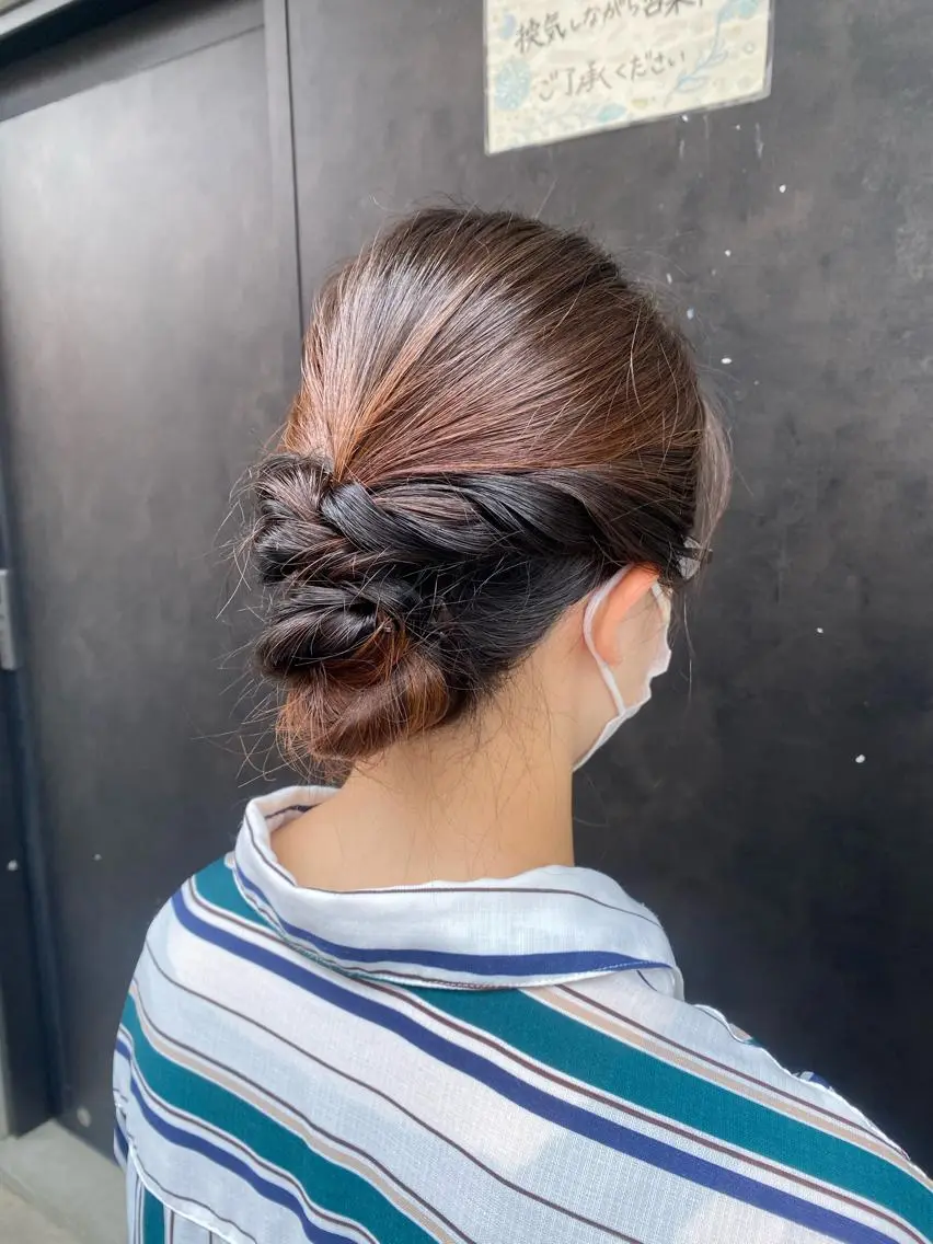 セミロング カラー ヘアアレンジ 着物ヘア 【縮毛矯正特化】 kyokaのヘアスタイル