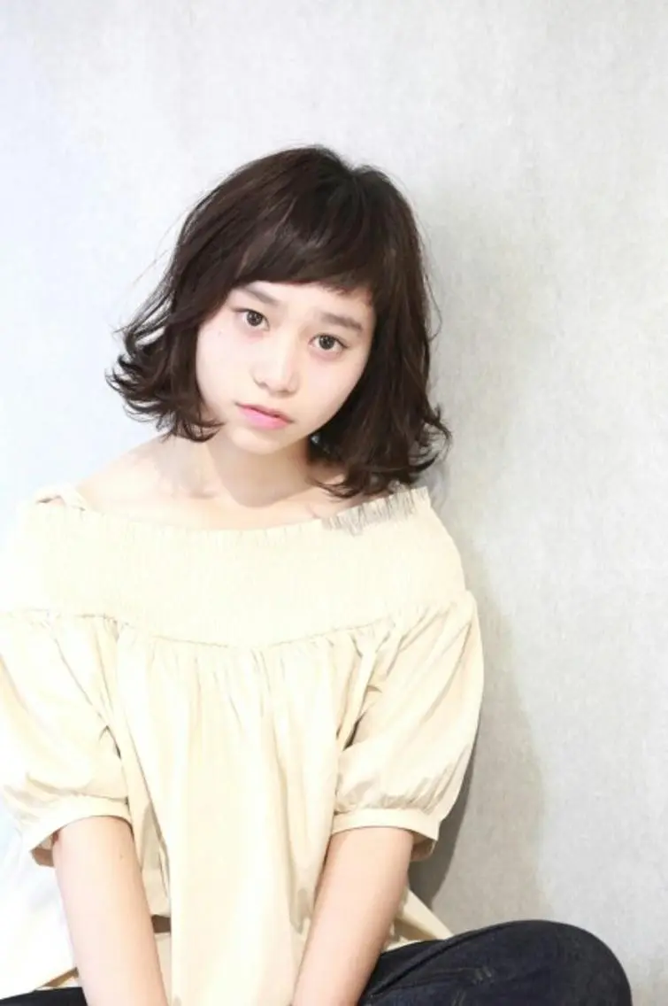 ミディアム ボブ オン眉 ヘアカラー トリートメント かわい ゆうな 髪質改善/縮毛矯正のヘアスタイル