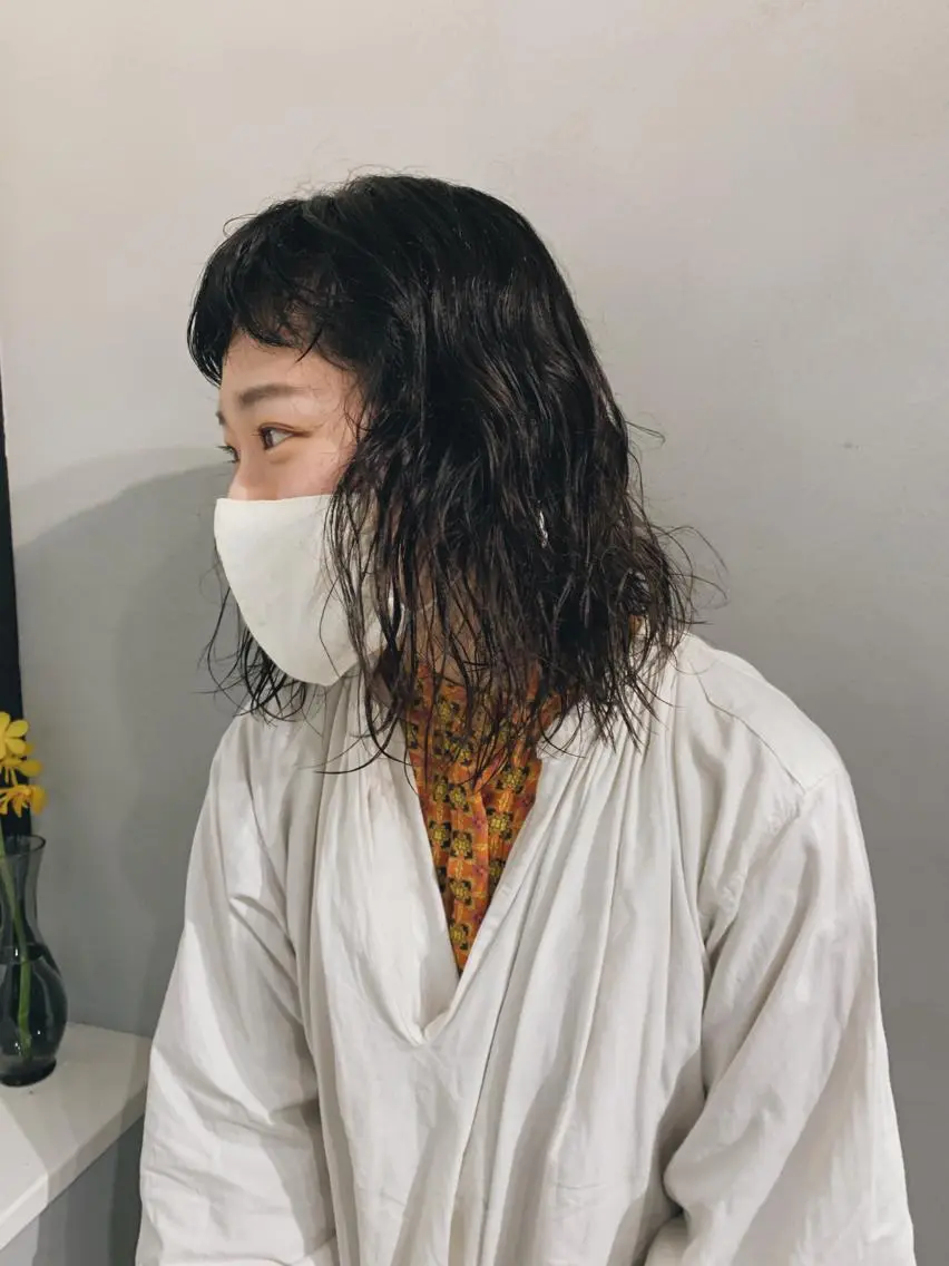 セミロング カラー パーマ ボブパーマコテ巻き風 パーマNo1深江秀平のヘアスタイル