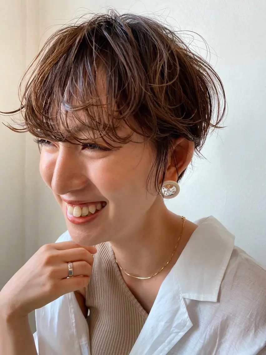 ショート カラー ショートヘア カット パーマ h a k u 大倉 卓人のヘアスタイル