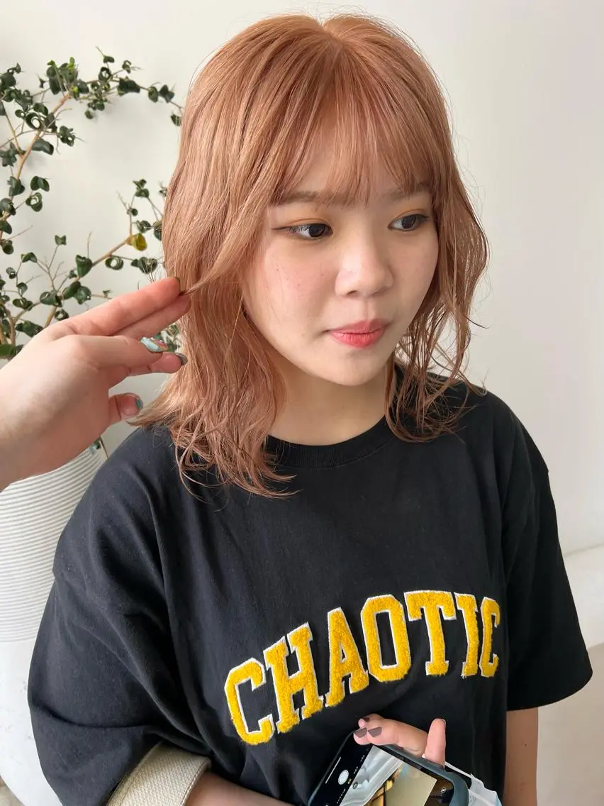 ミディアム カラー ベージュカラー ピンクカラー 顔周りカット/透明感 カラー✂️MEIのヘアスタイル