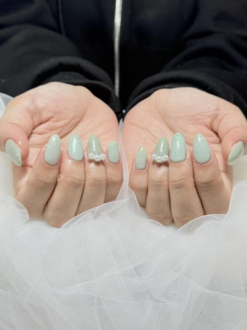 ネイル チークネイル 長さ出し フラッシュネイル フレンチネイル ガラスフレンチ ハンドネイル ハンドケア The Nail 大久保店のネイルデザイン