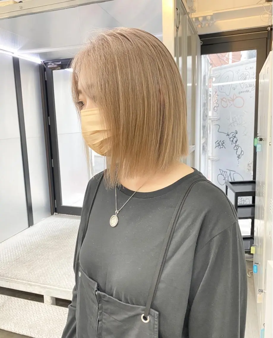 ミディアム カラー ヘアカラー トリートメント ヘアセット 似合わせベージュ 🍯ayumi🍯のヘアスタイル