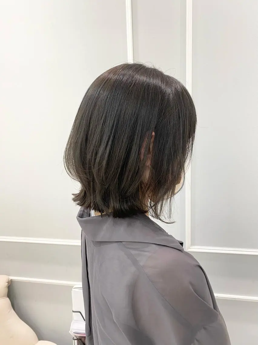 ミディアム カット ヘアカラー トリートメント 似合わせ艶髪カラー ❤️ハダユミのヘアスタイル