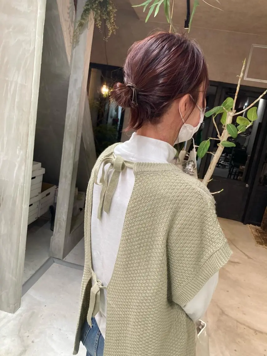 カラー ブリーチ ブラウンカラー ブリーチなしカラー ピンクカラー ふじはら ひなこのヘアスタイル