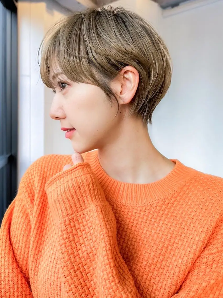 カラー ショート 丸みショート ショートヘア カット ヘアカラー トリートメント ITbyALBUM 八王子店のヘアスタイル