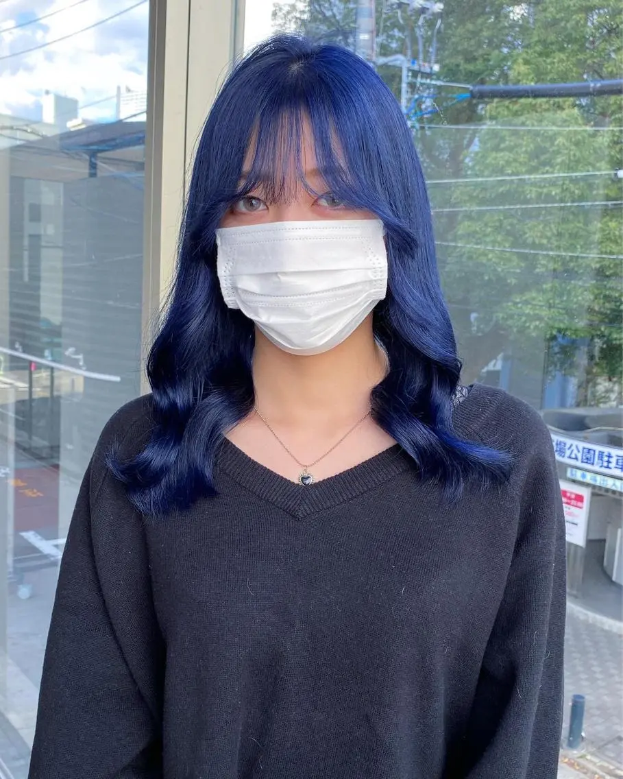 ロング カラー ブルーカラー ブルーバイオレット バイオレットカラー 韓国風ヘア 鈴木/ボブ/ ミルクティー/ピンクのヘアスタイル