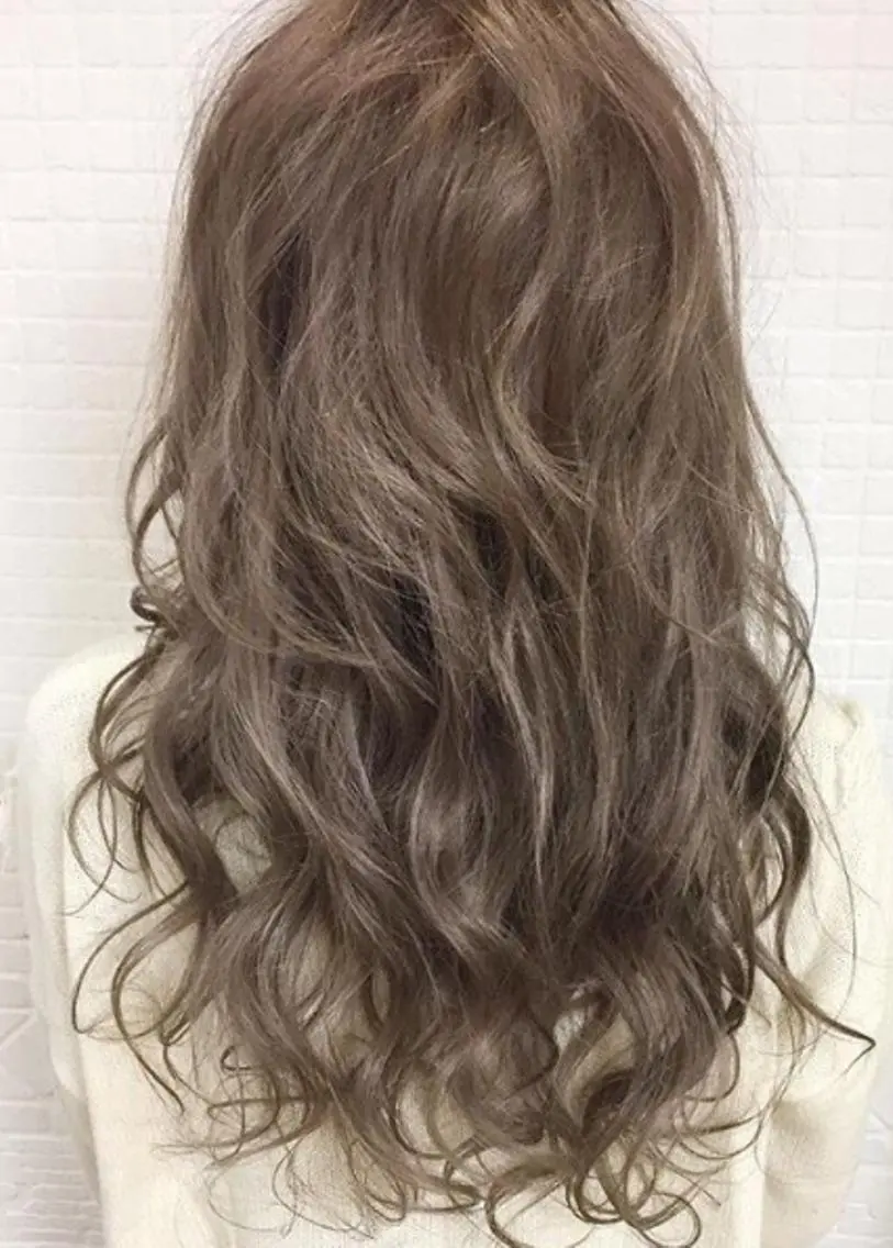 ロング カラー パーマ ヘアアレンジ チビ編み込みエクステ シールEXどぅ〜すのヘアスタイル