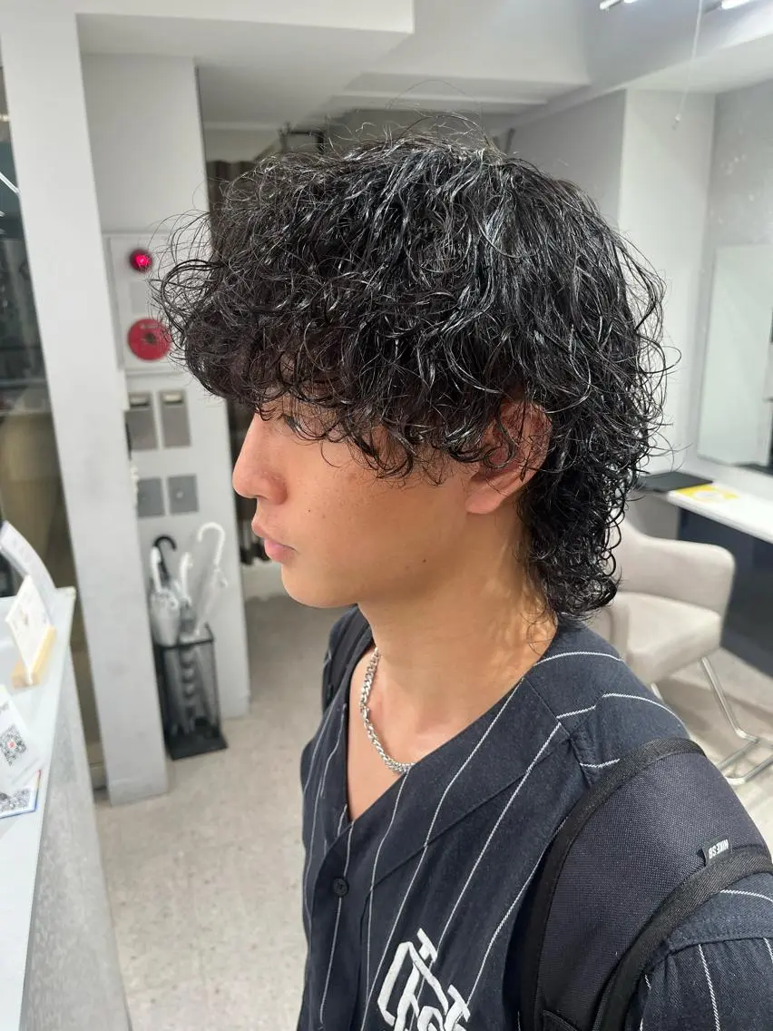 パーマ メンズ メンズパーマ 波巻きパーマ メンズウルフカット ウルフカット スパイラルパーマ カット パーマ 🍐シャドウパーマ メンズ特化/守岡🍐のヘアスタイル