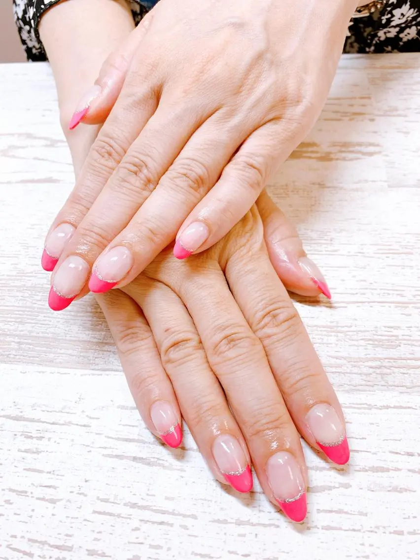 ネイル フレンチネイル ピンク ハンドネイル Story nail Sakuraのネイルデザイン