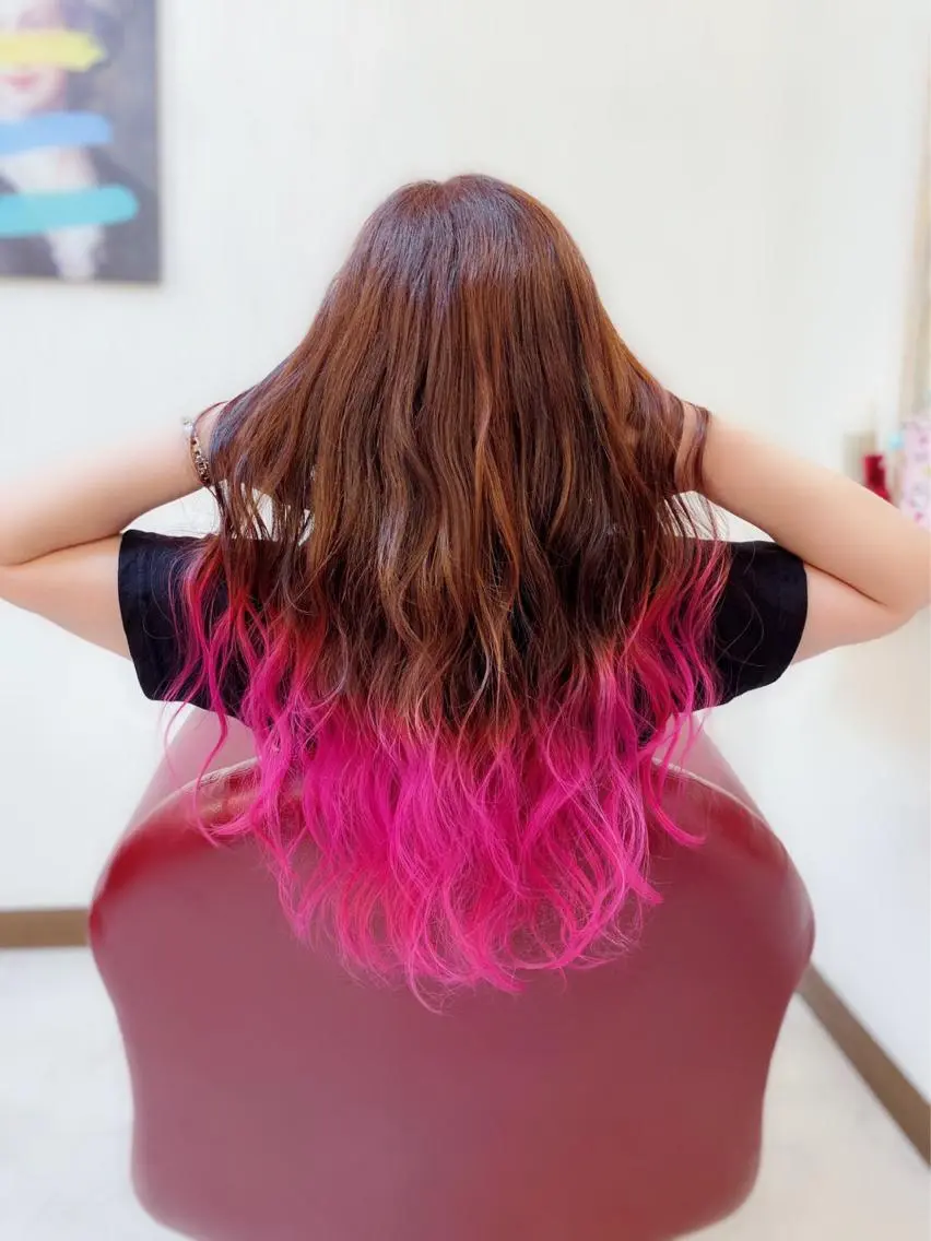ロング カラー グラデーションカラー ピンクカラー KEN 🌟のヘアスタイル