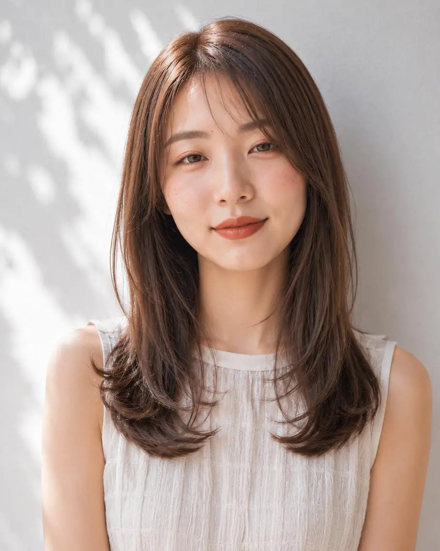 セミロング ブリーチなし透明感 カラー🌷宮部楓奈のヘアスタイル