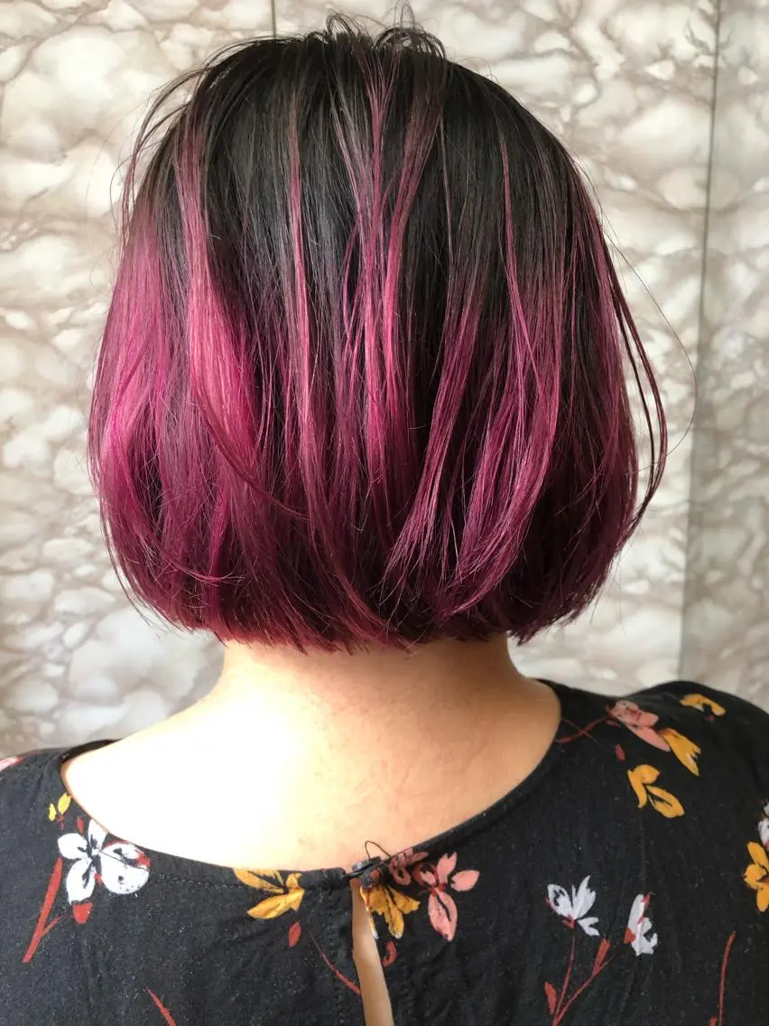 ミディアム カラー パーマ バレイヤージュ ピンクカラー レイヤーカット カット ヘアカラー トリートメント TOMO GEEKS代表のヘアスタイル