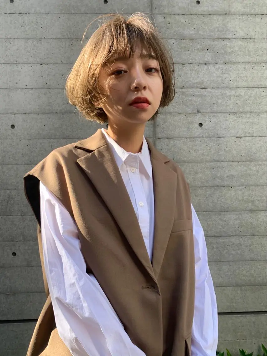 ショート カット ヘアカラー トリートメント ✨色持ちの良い艶 カラー✨蟹江真世のヘアスタイル