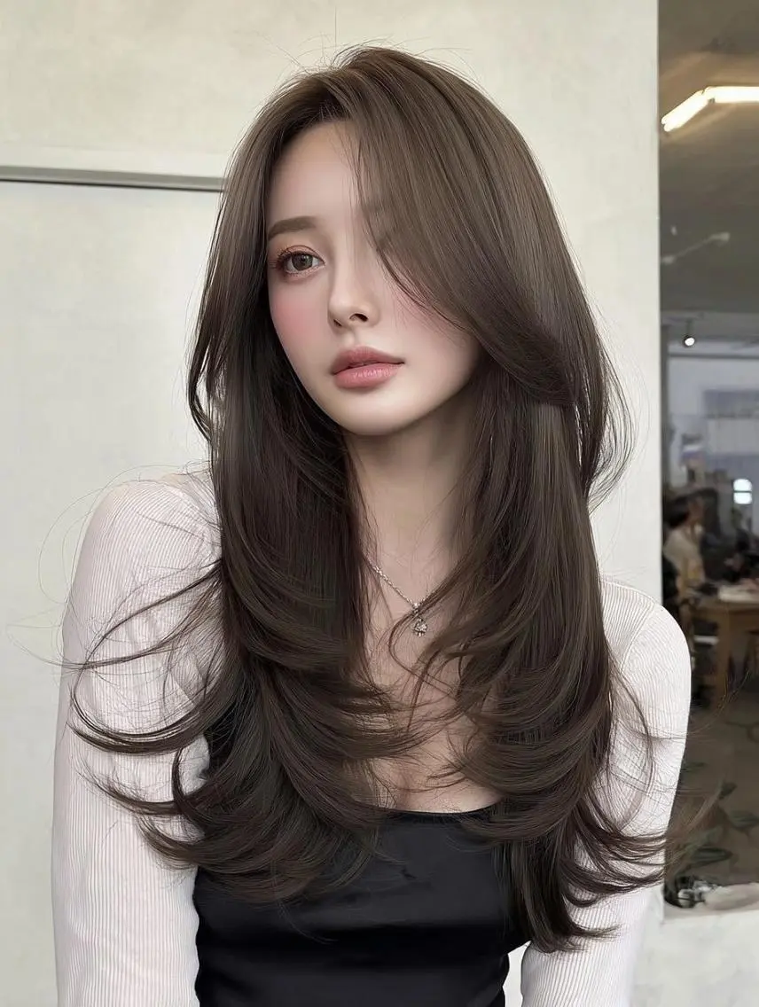セミロング ボブ 髪質改善 韓国風ヘア レイヤーカット 縮毛矯正 カット ヘアカラー トリートメント 橋本 眞穂のヘアスタイル