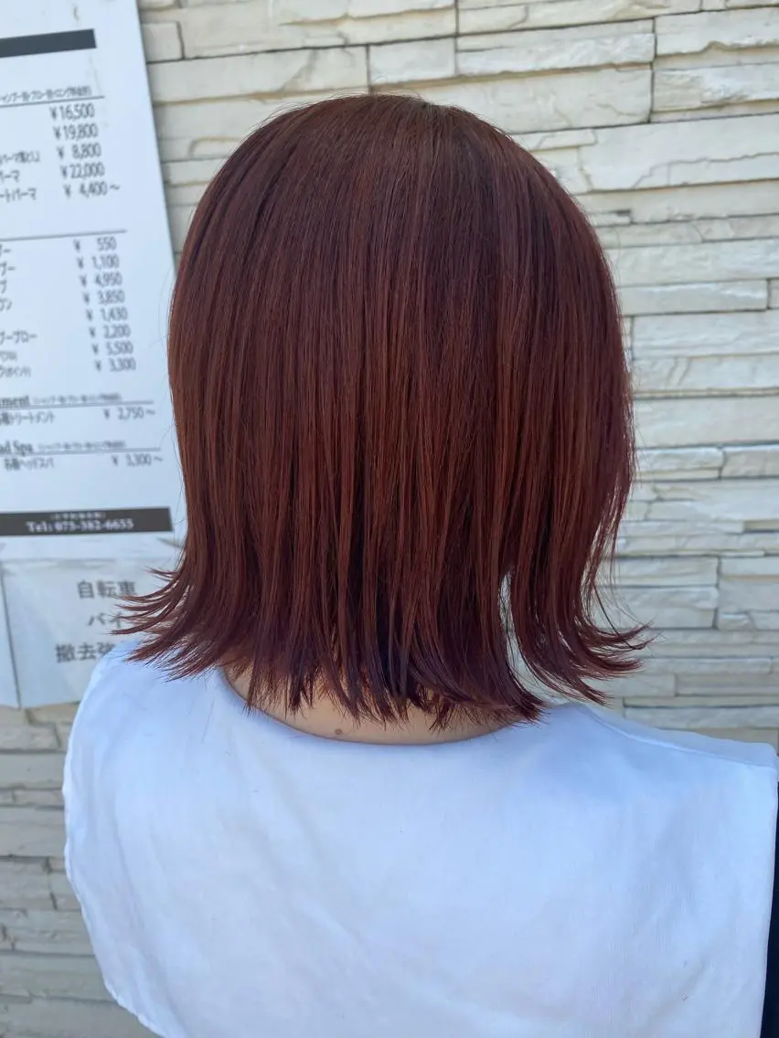 ショート カラー 切りっぱなしボブ オレンジ ピンクカラー ボブ ヘアカラー 塩谷黎✨イルミナ カラーメンズパーマ✨のヘアスタイル