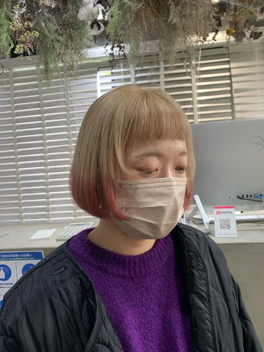 ショート カラー ヘアアレンジ ヘアカラー kei🤎ベージュ /透明感カラー/博多のヘアスタイル