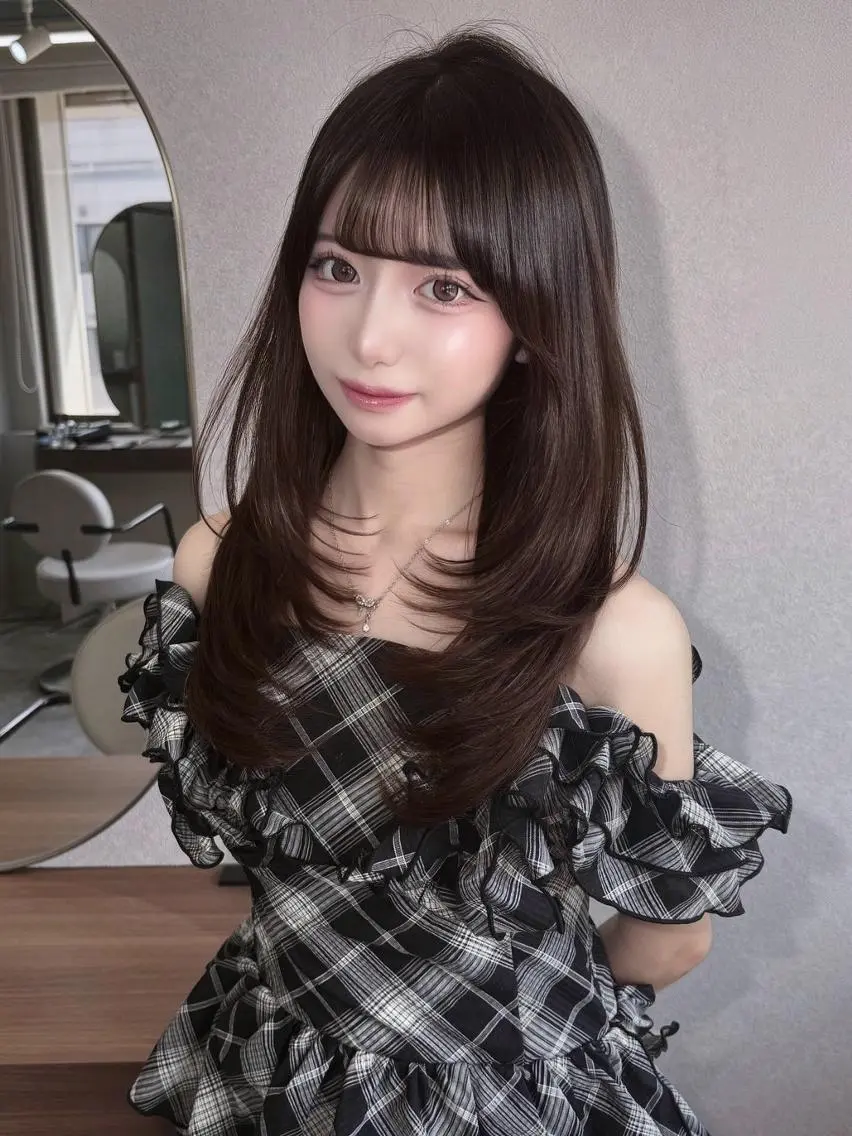 ロング 顔周りカット レイヤーカット 似合わせカット カット ヘアカラー トリートメント 家村 茉由のヘアスタイル