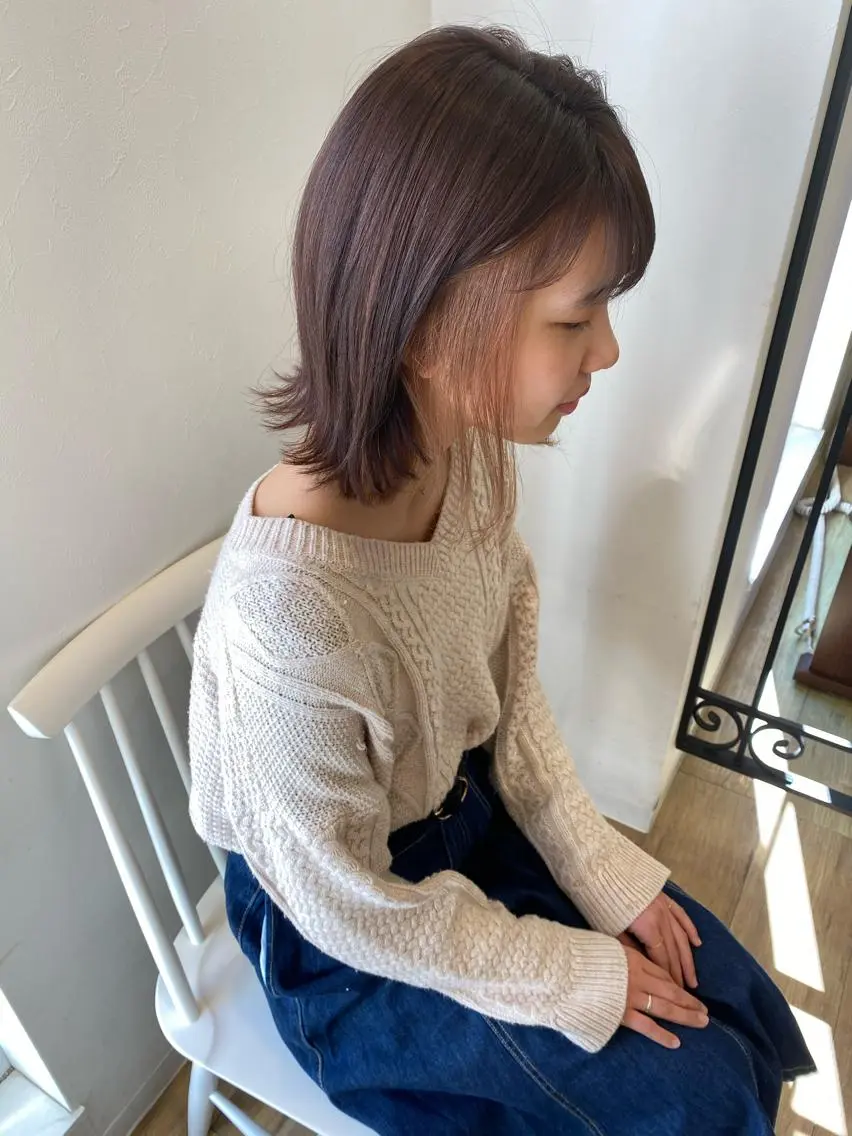 ミディアム カラー ベージュカラー 杉原 まゆこのヘアスタイル