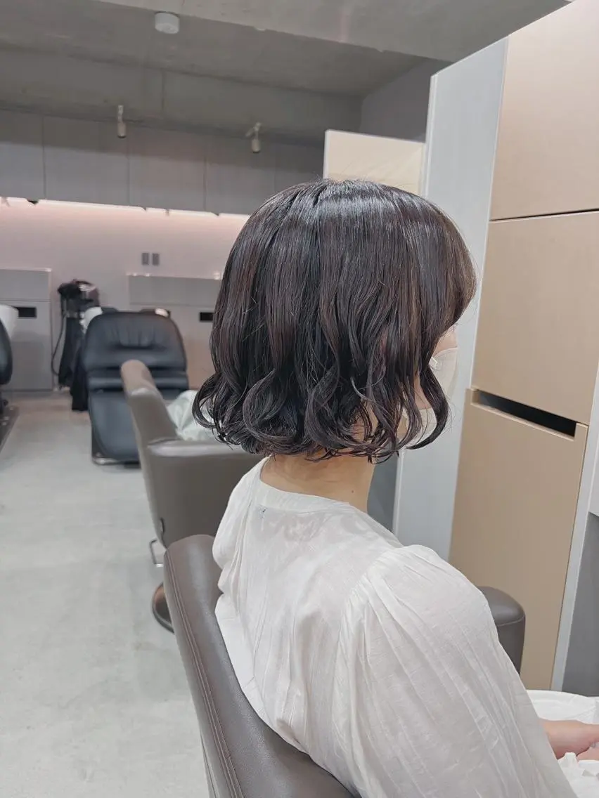 ショート パーマ カット パーマ トリートメント ボブパーマコテ巻き風 パーマNo1深江秀平のヘアスタイル