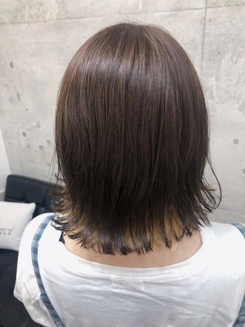 ミディアム ボブ カット ヘアカラー トリートメント MeL 横浜/ MIHOのヘアスタイル