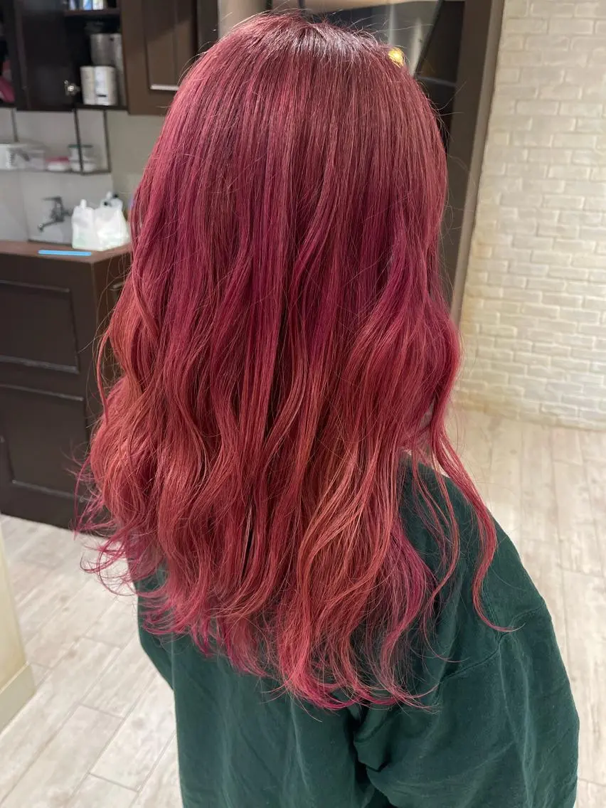 ロング カラー 曲がる縮毛矯正 LIBER 岩名のヘアスタイル