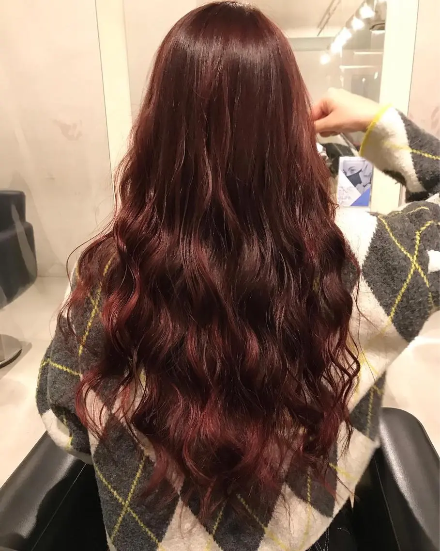 ロング カラー ピンクカラー レッドカラー addict⭐️ 江川　颯也💎のヘアスタイル